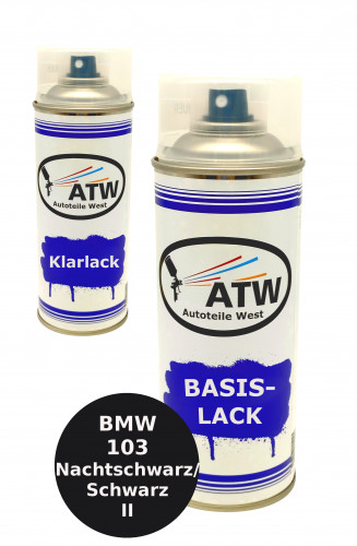 Autolack für BMW 103 Nachtschwarz / Schwarz II +400ml Klarlack Set